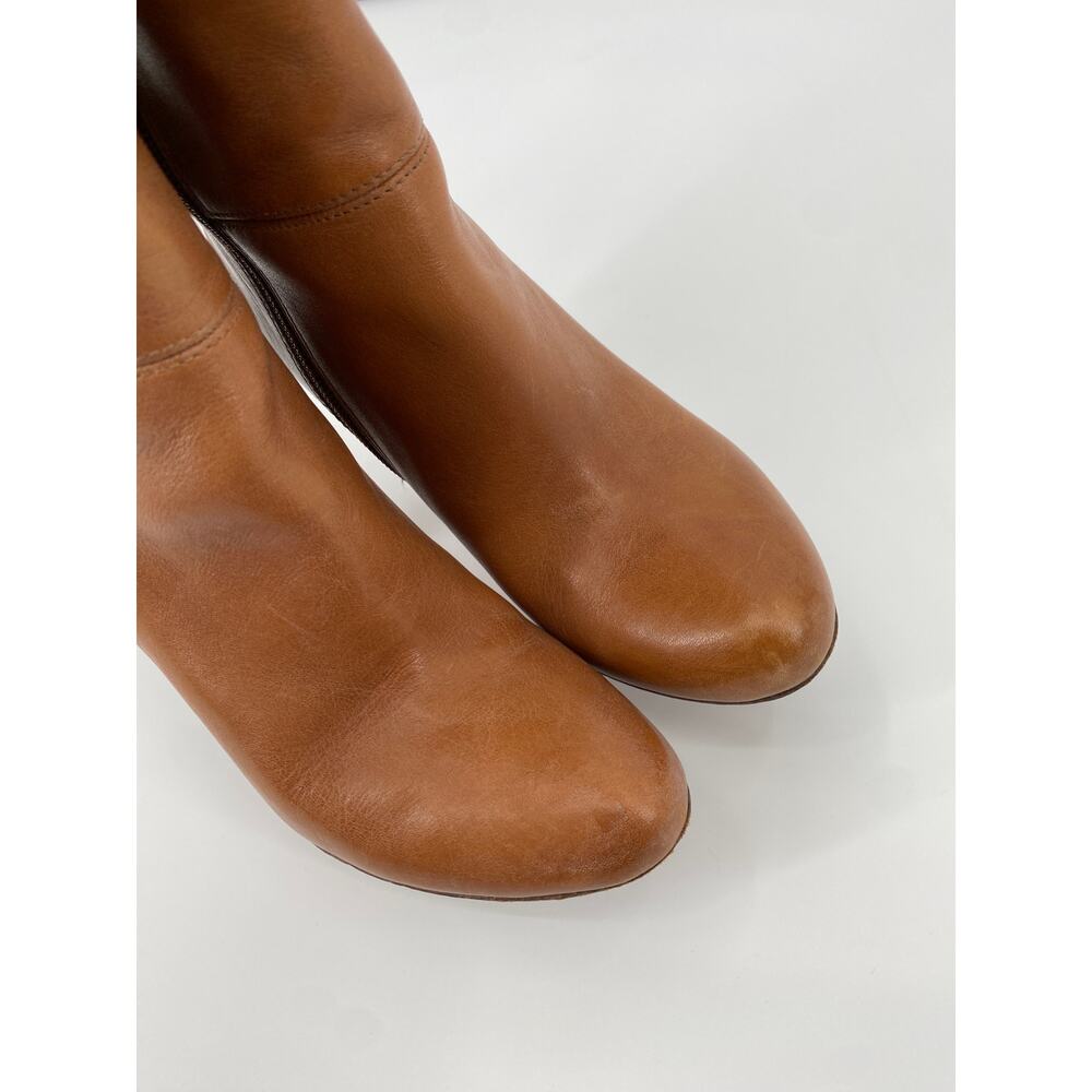 Coach Y2K harper Cognac Brown Leather Foldover Logo Heeled Boots - Picture 6 of 10